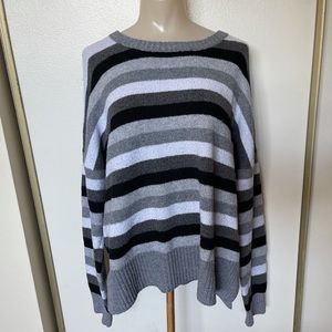 Striped Black, White, & Grey Longsleeve Sweater